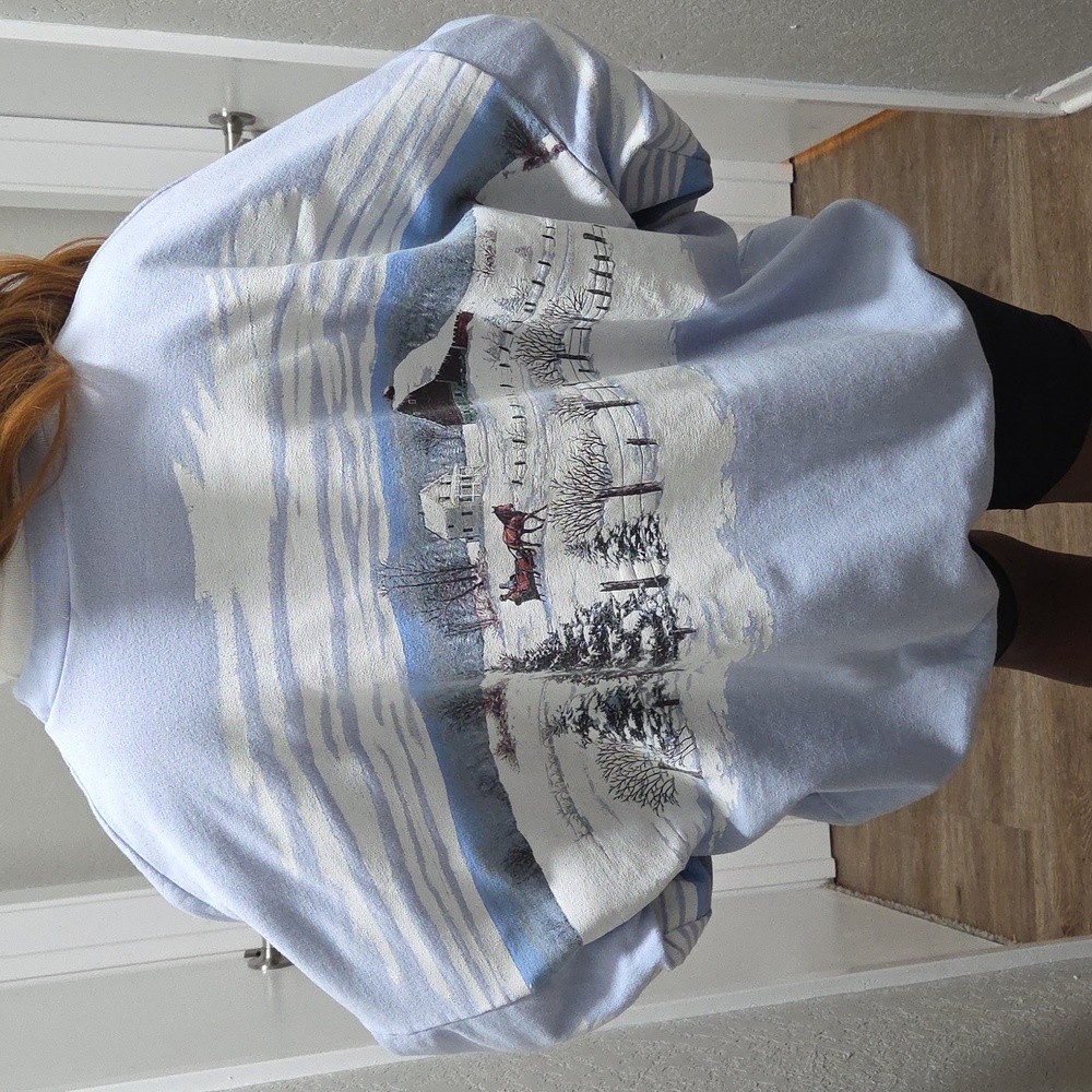 Vintage Winter Scene Turtleneck Sweatshirt - Picture 6 of 10